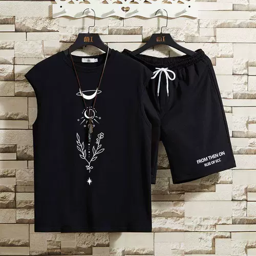 Трендовый жилет для отдыха, летний комплект, футболка с коротким рукавом, шорты для школьников, свободный крой