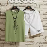 Трендовый жилет для отдыха, летний комплект, футболка с коротким рукавом, шорты для школьников, свободный крой