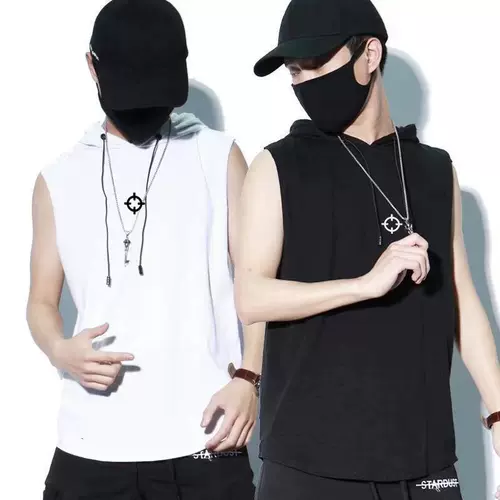 Трендовый брендовый жилет, приятная телу трендовая спортивная базовая толстовка с капюшоном, футболка без рукавов, в корейском стиле