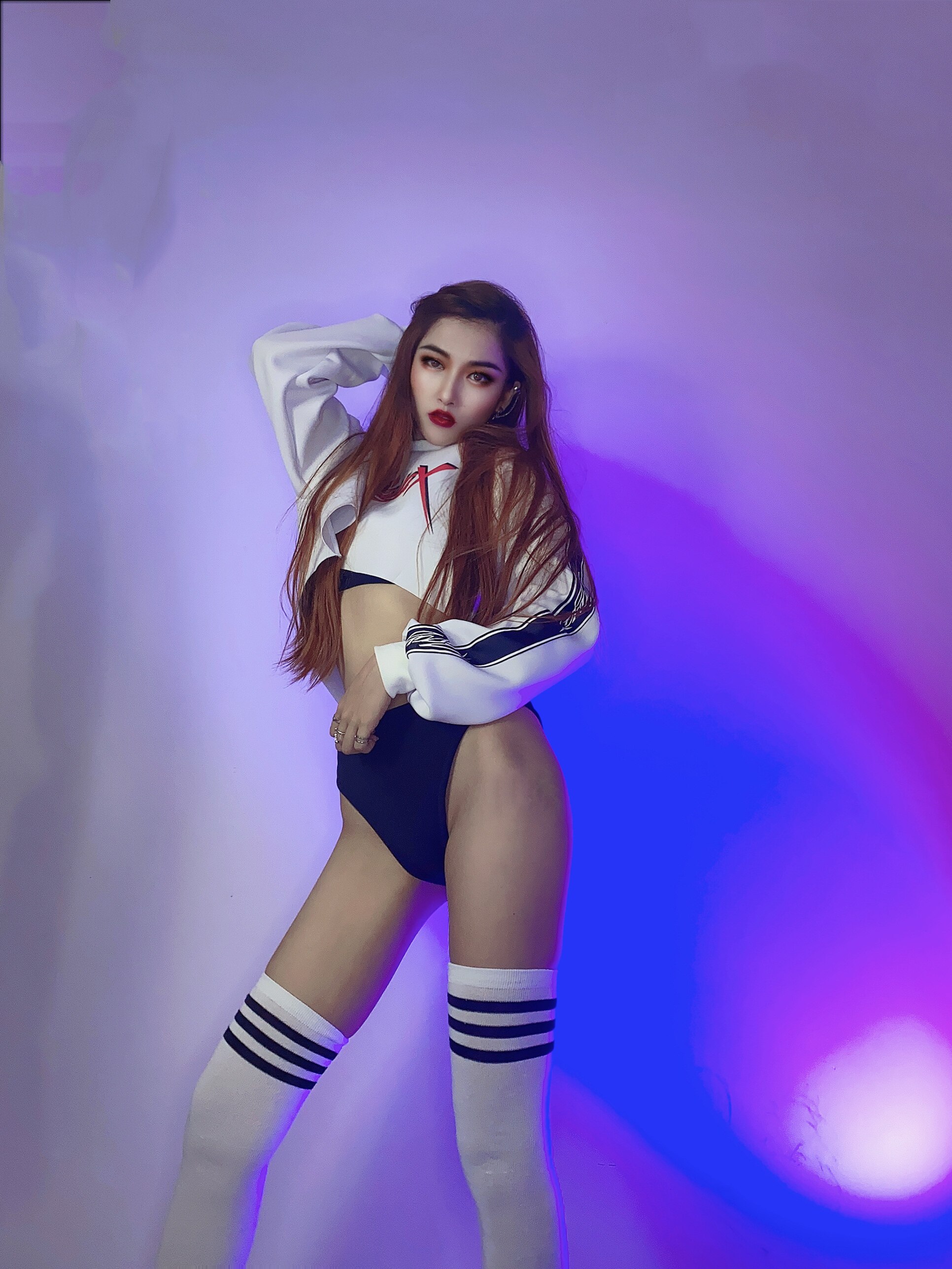 Female Group Bar Nightfield Party Dsgogo Play Out of Festive Hip Hop Sports Interactive Atmosphere Stage Dress White Loose