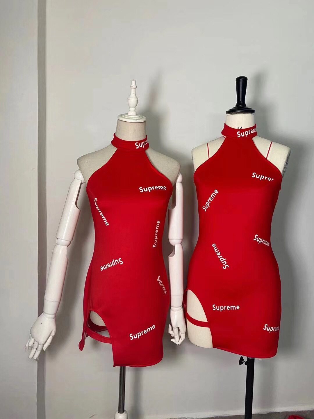 Bar dagogo Christmas New Year's Day New Year's performance costume red cheongsam dress split neck tight skirt