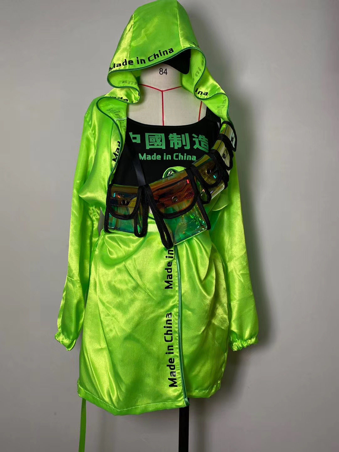 dsdjgogo singer show party jacket waist bag suit green dance team combination bar night performance clothing