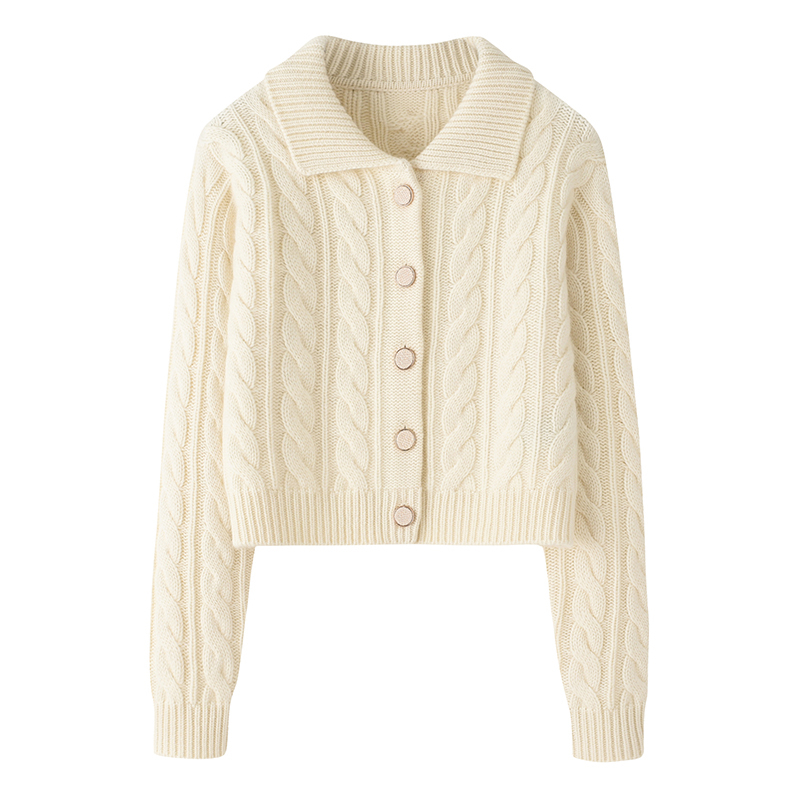 This Is Really Beautiful~ 100% Cashmere Sweater for Women, Cardigan with a Turn-Down Collar, Short Style, Thickened, Fashionable Sweater E4613