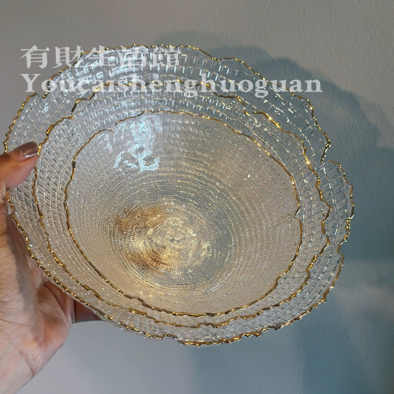 New Glass Fruit Plate for Home Use, Transparent Glass Salad Bowl, High-Value Octagonal Western-Style Noodle Plate, Dish Set, Tableware Set New Glass Fruit Plate for Home Use, Transparent Glass Salad Bowl, High-Value Octagonal Western-Style Noodle Plate, Dish Set, Tableware Set
