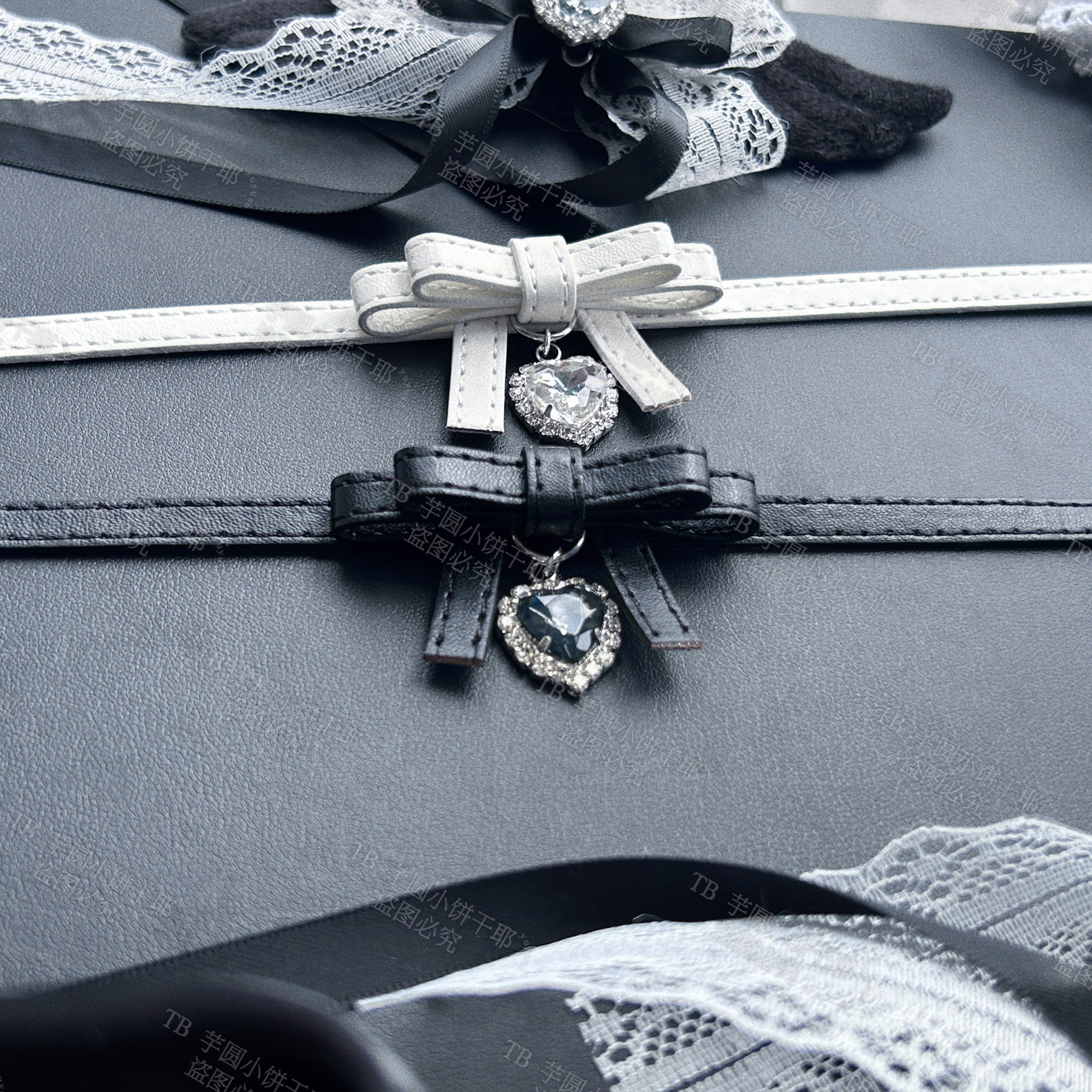 jk制服加工定制 芋圆原创 蕾蕾系亚文化pu皮革蝴蝶结吊坠 choker项圈腿环手环