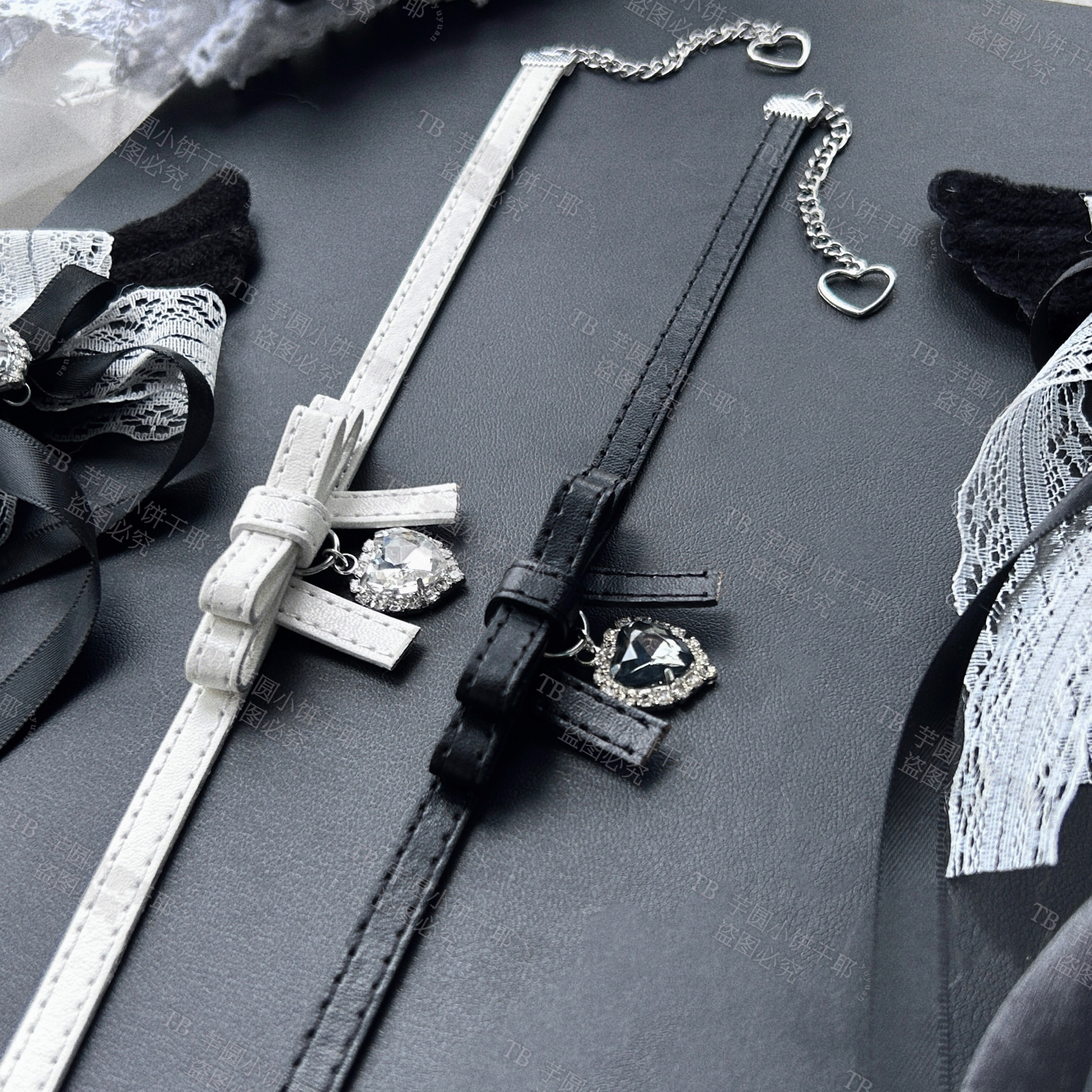 jk制服加工定制 芋圆原创 蕾蕾系亚文化pu皮革蝴蝶结吊坠 choker项圈腿环手环