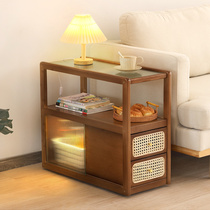 Japan-style Sofa Side Cabinet Side Cabinet Small Family mobile Edge Several log Home Sofa Side Narrow Cabinet Disposal Cabinet Side Table