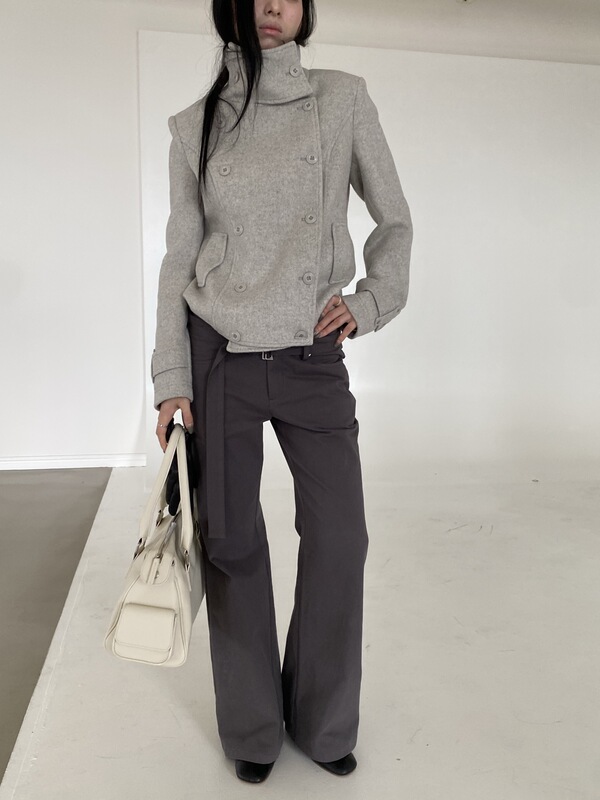 【Saidtome】Stand Collar Double-Breasted Short Woolen Coat Versatile Short Coat Sai6028