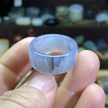 Hotan jade seed material blue and white card 19 large circle ring retro style ring jade ring cultural play beads running circle pendant