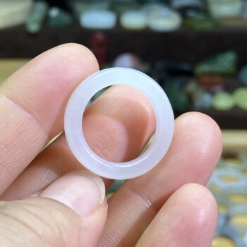 Hetian jade white jade seed material card 17 follow-up ring retro style ring circle cultural play beads running circle necklace pendant