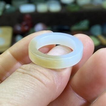 Hotan jade russian material sugar white jade card 18 straight cut ring ancient style ring jade ring cultural play beads running circle necklace pendant