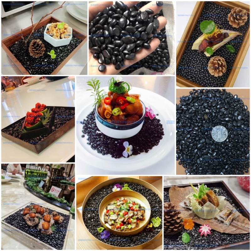 Decorative Pebbles for Artistic Presentation of Cold Dishes, Used as a Base with Black and White Pebbles to Decorate Coffee Beans