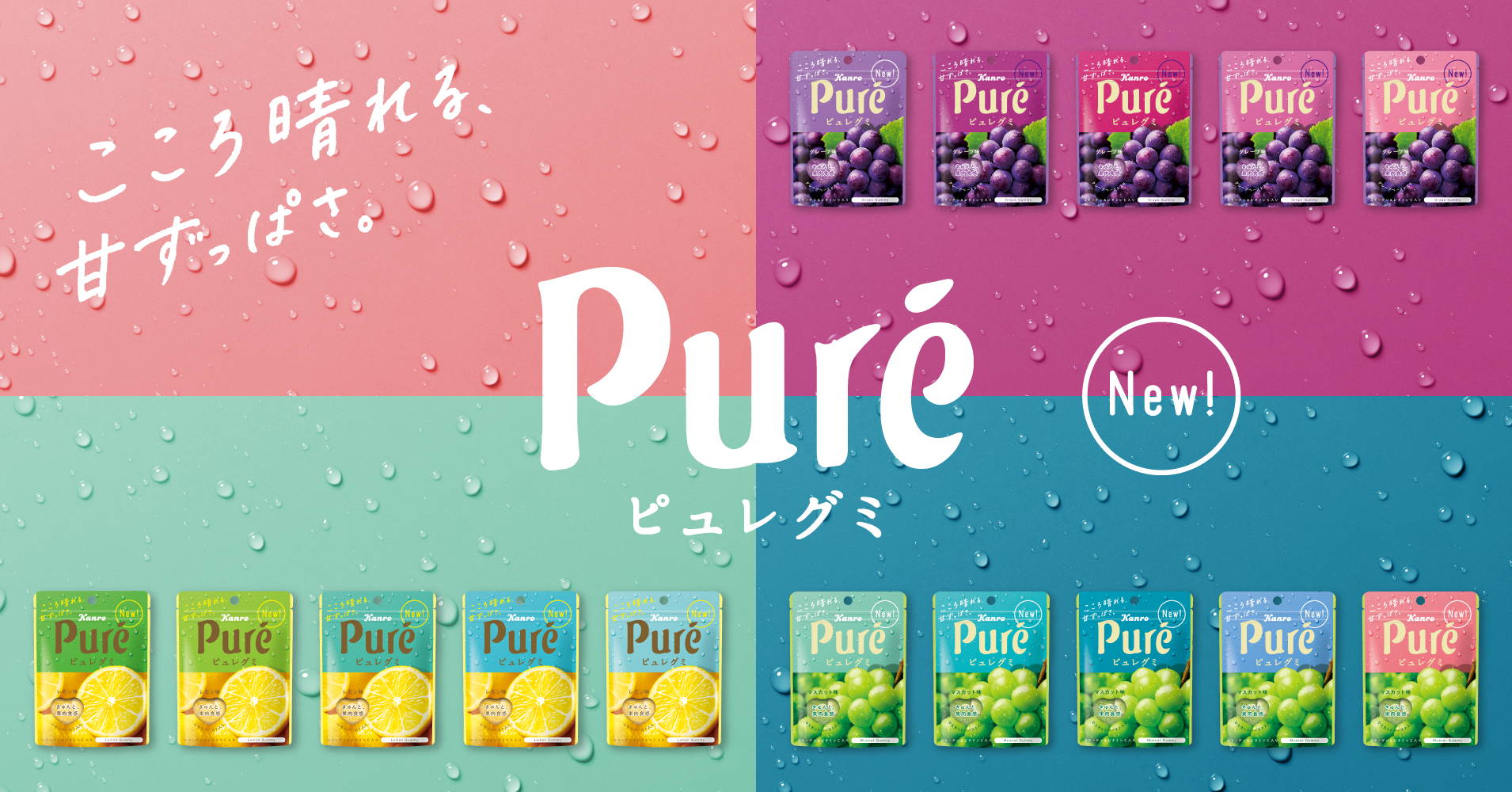 【日本直邮】KANRO PURE果肉果汁咀嚼弹力软糖 葡萄味 56g