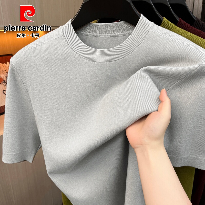 Pierre Cardin Short-Sleeved Knit Sweater Men's Crew Neck Autumn and Winter 2026 New Middle-Aged Sweater Warm Top