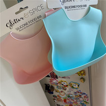The Gritterspice Baby Dinner Bib Silicone Gel Baby Round Mouth Rice Pocket Waterproof Ultra Soft Complementary Food Bowl