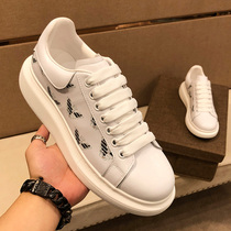 McQueen co-named Liden Armani white shoes mens leather printed thick-soled mens shoes new casual board shoes