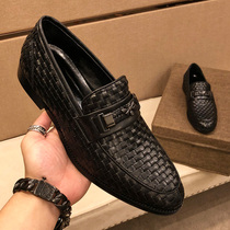 Little bee BV leather woven leather shoes mens summer business dress British casual shoes 2021 New Tide mens shoes