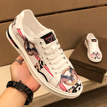 Official website joint name Liden Armani leather printed small white shoes mens casual board shoes 2021 spring mens tide shoes