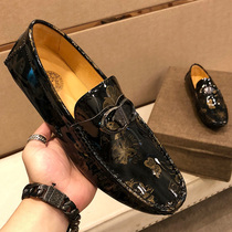 European station Medusa printed leather Bean shoes mens 2021 new mens casual leather shoes a pedal mens shoes