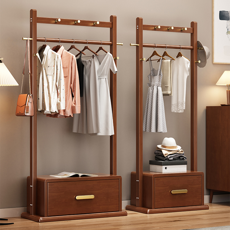 Solid Wood Coat Rack, Floor-Standing, for Bedroom Use, Clothes Hanging Rack, Multifunctional Storage Cabinet, Integrated, Simple and Modern Solid Wood Coat Rack, Floor-Standing, for Bedroom Use, Clothes Hanging Rack, Multifunctional Storage Cabinet, Integrated, Simple and Modern