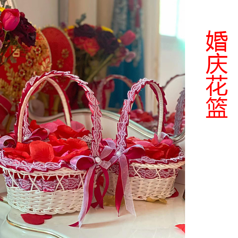 Flower Boy Flowers basket Petal Wedding Wedding Wedding wedding Accessories Bride's handbag Home Pendulum Basket Children Dance Basket