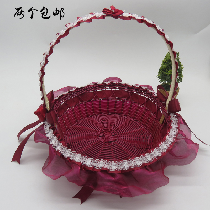 New flower girl petal flower basket wedding companion gift portable lace fruit basket children dance flower basket