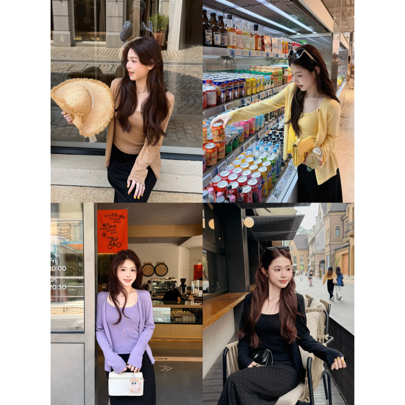Cjj Autumn and Winter Relaxed and Elegant Style Slimming Vest Top Lazy Long-Sleeved Cardigan Set