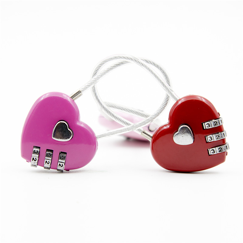 Love combination lock travel luggage bag couple lock concentric password padlock cute stationery trolley case small key lock
