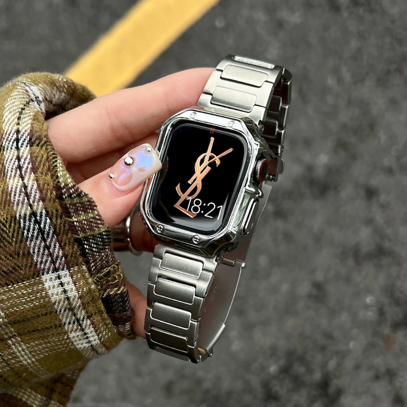 High-End Stainless Steel Watch Strap Iwatch11 Metal Suitable for Apple Watch Apple Watch S10 Generation for Men and Women