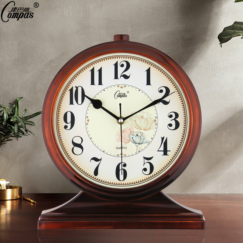 Kangba Silk silent table clock Living room bedroom European retro table clock Modern creative ornaments clock table can be hung on the wall