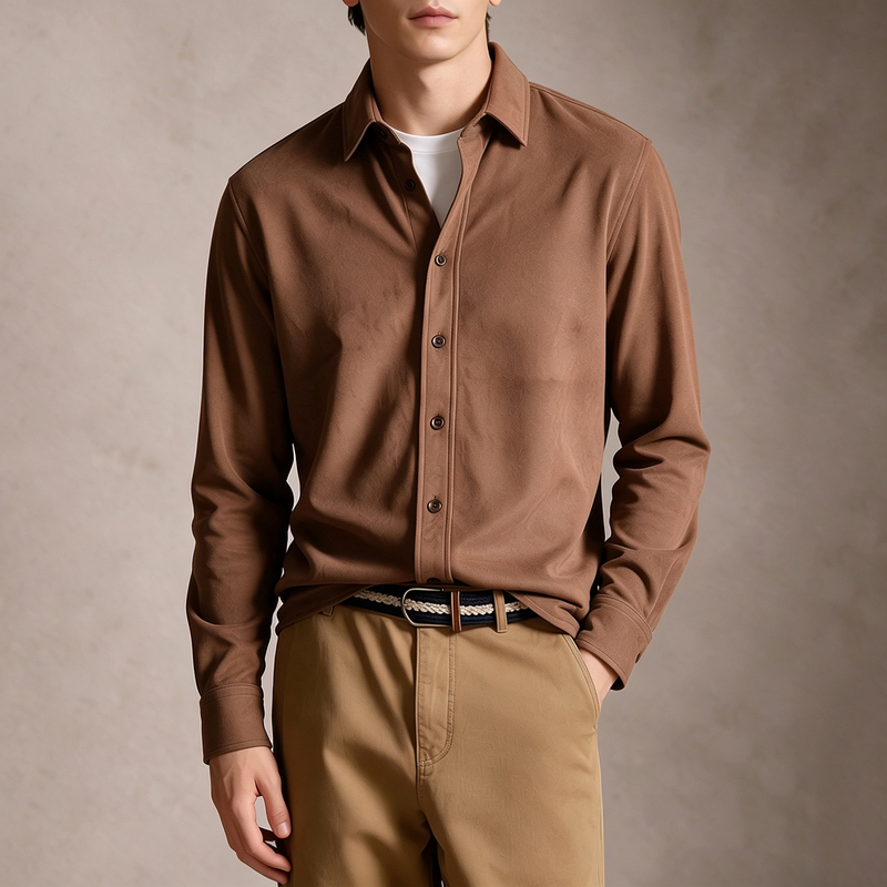 Seasonmark Italian-Style Old Money Brushed Shirt for Men, Autumn Long-Sleeve Turn-Down Collar Melard Outerwear Shirt Top Seasonmark Italian-Style Old Money Brushed Shirt for Men, Autumn Long-Sleeve Turn-Down Collar Melard Outerwear Shirt Top