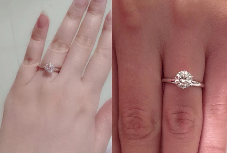 925 sterling bạc sáu móng nhẫn mạ bạch kim carat nhẫn kim cương kim cương Thụy Sĩ nhẫn kim cương lớn nhẫn cưới - Nhẫn