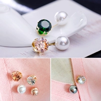 Thời trang Nhật Bản và Hàn Quốc trâm cài kim zircon ngọc trai góc phải pin phụ nữ áo khoác cardigan một cặp 2 tải - Trâm cài ghim cài áo sơ mi nam