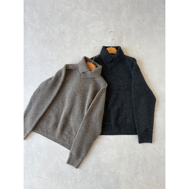 H1C Double-Layered Turtleneck Wool Blend Knit Sweater with Long Sleeves, Versatile Neckline/Soft and Skin-Friendly