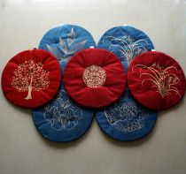 Summer round cushion linen chair cushion office seat cushion embroidered dining chair cushion floating window cushion tatami drumbeat stool cushion merland