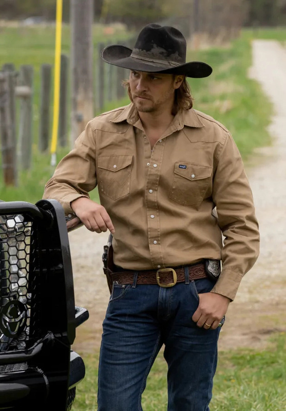 Yellowstone Park Season 5 Gray Khaki Twill Brushed Cotton Shirt Medium Thickness Long-Sleeved Shirt