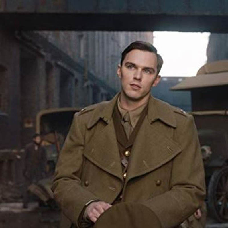 Movie Tolkien Nicholas Hoult Tolkien Olive Green Coat Men's Wool Coat