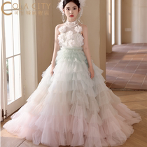 Childrens birthday dress girls princess dress high-end western-style piano performance dress new gauze tutu skirt for older girls
