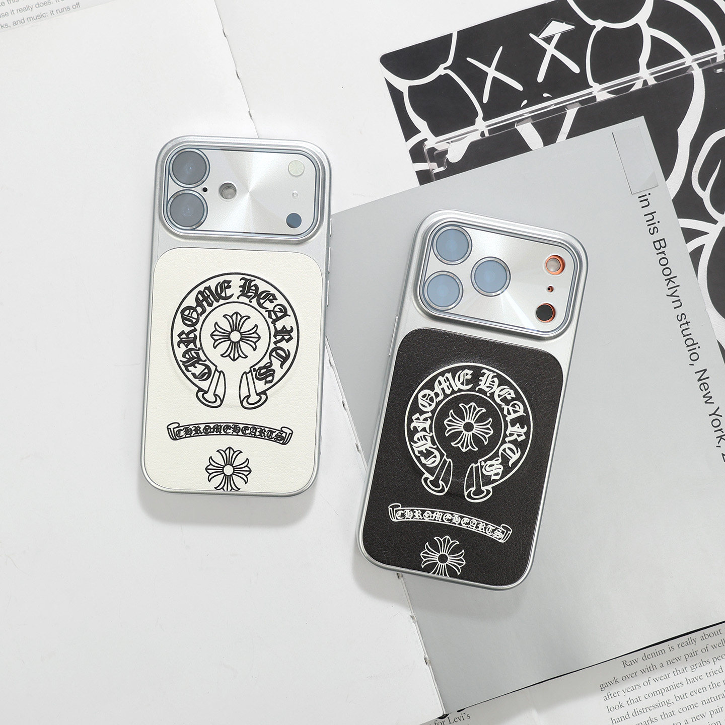 Chrome Hearts MagSafe Cross Emblem Black White iPhone Case