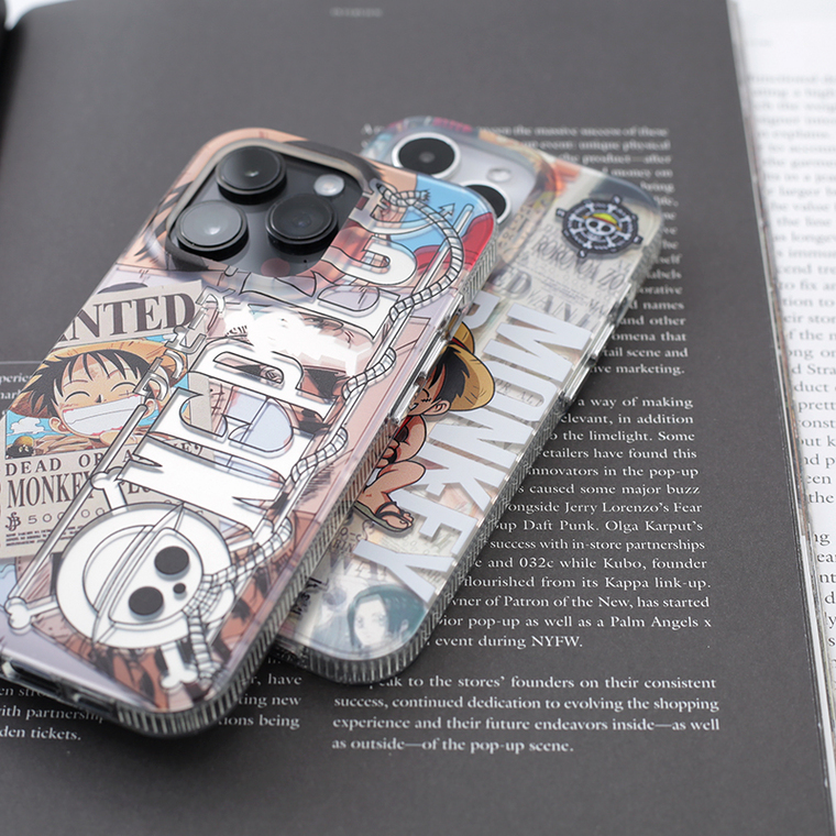 One Piece Luffy Wanted Poster Black White Red iPhone Case