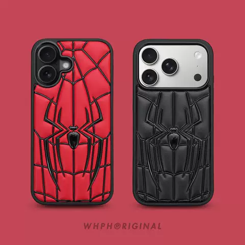 Spiderman Web Faux Leather Stitch iPhone Case for iPhone 18 – 15