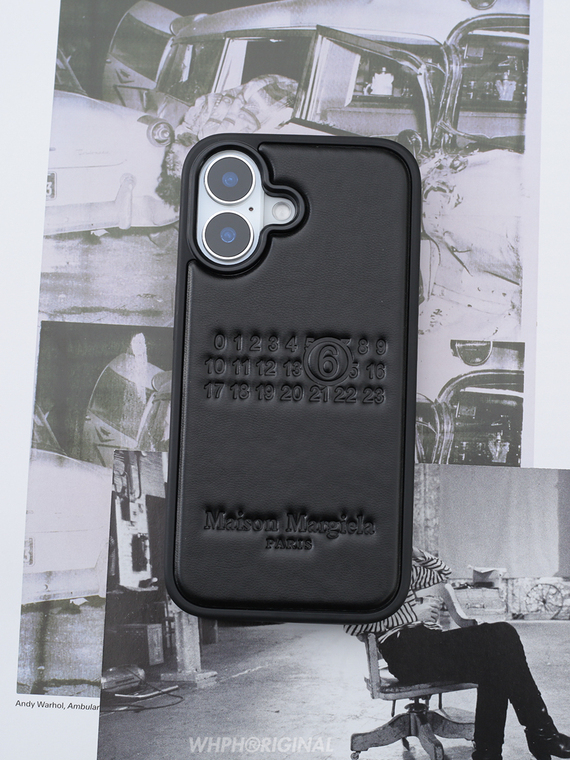 Maison Margiela Black Leather Embossed Logo iPhone Case