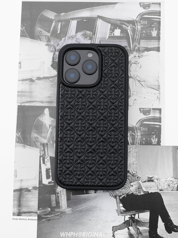 Chrome Hearts Embossed Geometric Pattern Synthetic Leather iPhone Case
