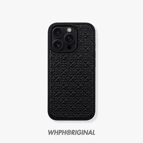 Chrome Hearts Trendy Fashionable Embossed Geometric Pattern Synthetic Leather Phone Case for iPhone 17, 16, 15, 14 and 13