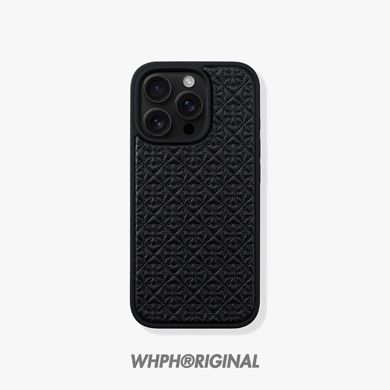Chrome Hearts Embossed Geometric Pattern Synthetic Leather iPhone Case