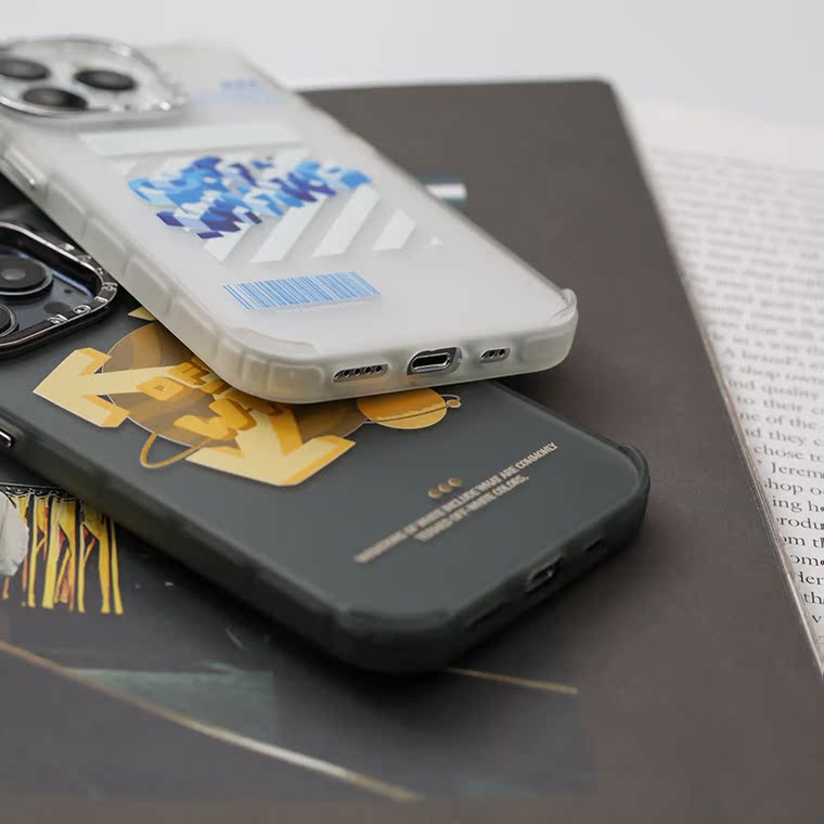 Off-White Blue 3D Text Yellow Arrows iPhone Case