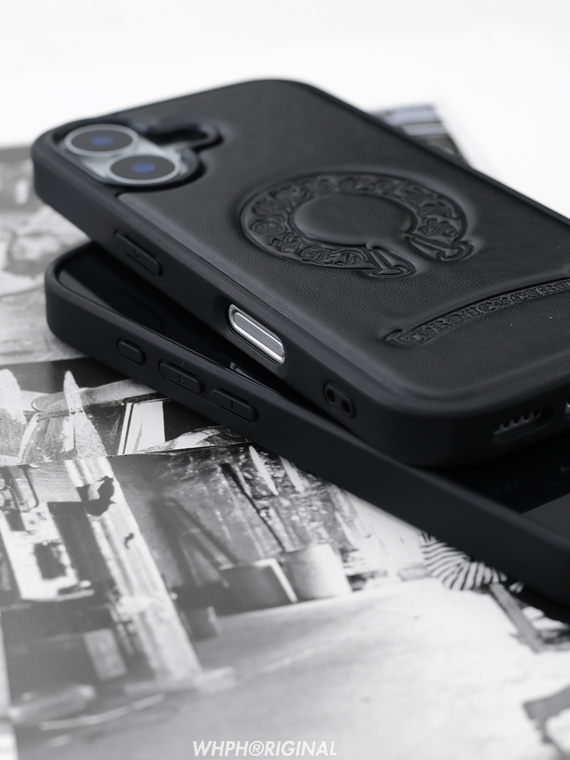 Chrome Hearts Embossed Geometric Pattern Synthetic Leather iPhone Case