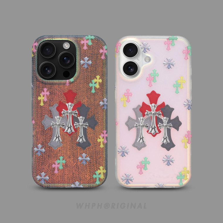 Chrome Hearts MagSafe Matte Metal : Pastel Crosses & Tri-Cross – 16, 15, 14, 13, 12 iPhone Case