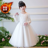 Trẻ em váy công chúa váy mùa đông cô gái lông mịn cô gái nhỏ hoa cô gái mô hình biểu diễn trang phục dài tay dày set vest cao cấp 3 chi tiết cho bé trai