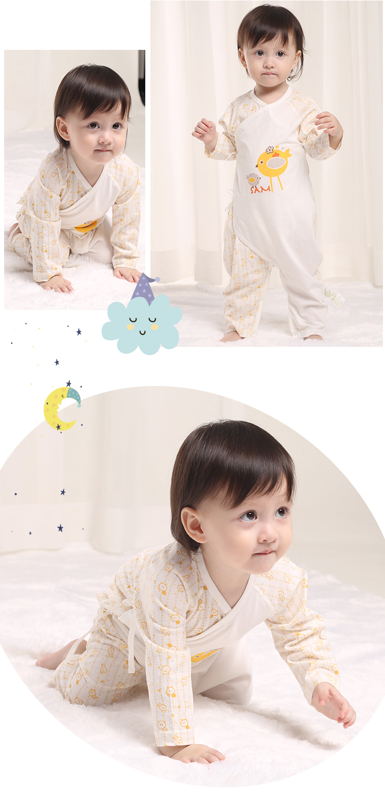Em bé sơ sinh với bộ jumpsuit dài tay haberdock leo núi phù hợp với mùa hè mỏng phần sáu tháng cho trẻ sơ sinh mùa hè - Áo liền quần body chip cho bé sơ sinh